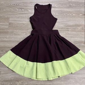 Lululemon A-Line Fit & Flare Wine/Neon Yellow Tennis Dress, Size 6